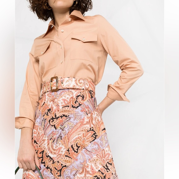 Zimmermann Wild Botanica Paisley-print Belted Linen Skirt - Picture 4 of 12